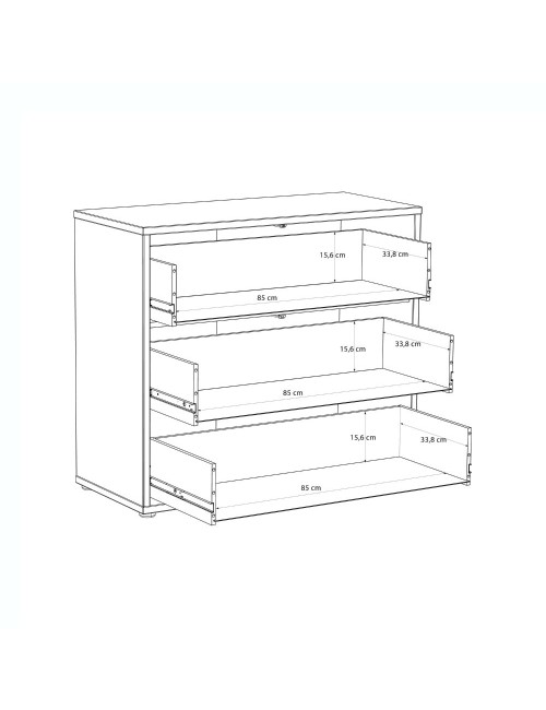 Cassettiera Medea 3 cassetti terracotta 95x41.5x83 – Stile e funzionalità