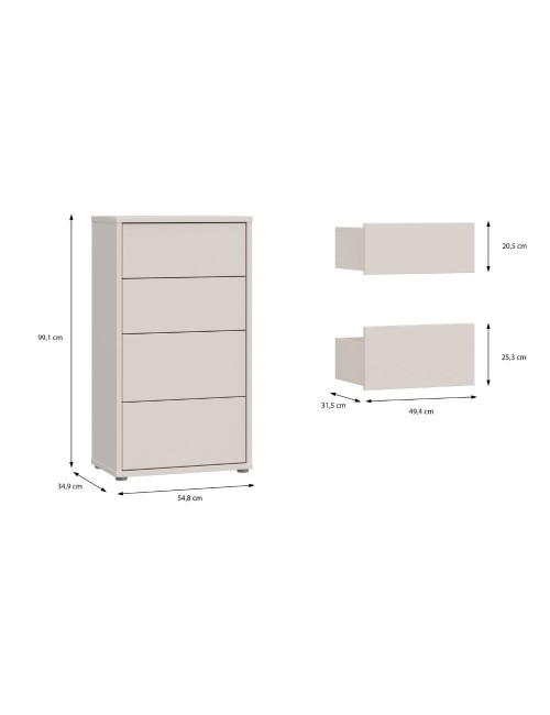 Cassettiera Medea 4 cassetti cashmere 55x35x99 – Stile e funzionalità