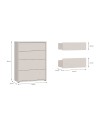 Cassettiera Medea 4 cassetti cashmere 75x35x99 – Stile e funzionalità