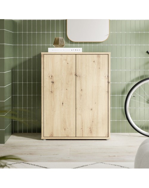 Mobile multiuso Medea 2 ante rovere con 4 ripiani 74.5x35x99H