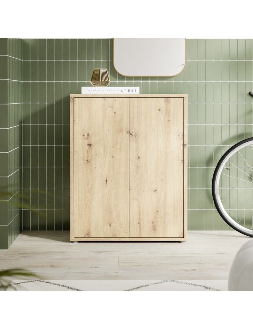 Mobile multiuso Medea 2 ante rovere con 4 ripiani 74.5x35x99H