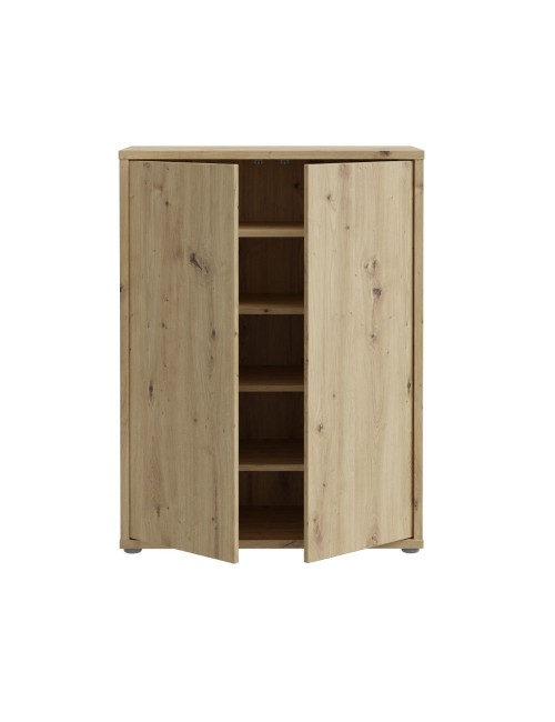 Mobile multiuso Medea 2 ante rovere con 4 ripiani 74.5x35x99H