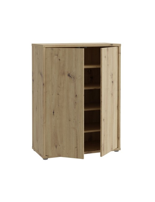 Mobile multiuso Medea 2 ante rovere con 4 ripiani 74.5x35x99H
