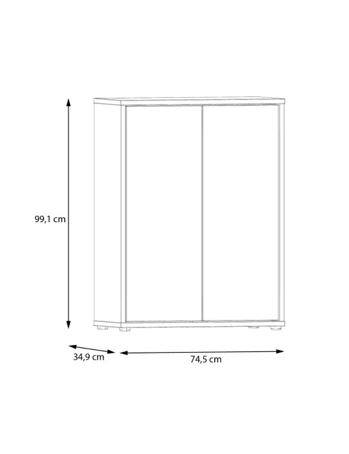 Mobile multiuso Medea 2 ante rovere con 4 ripiani 74.5x35x99H