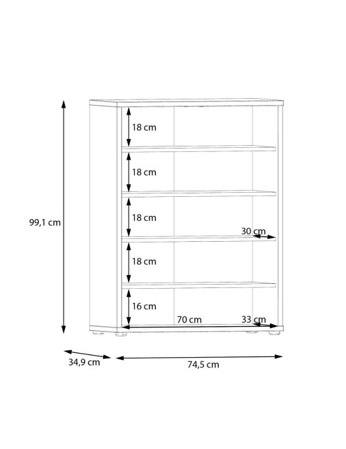 Mobile multiuso Medea 2 ante rovere con 4 ripiani 74.5x35x99H