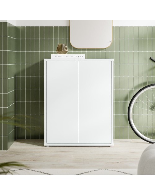 Mobile multiuso Medea 2 ante grigio chiaro con 4 ripiani 74.5x35x99H