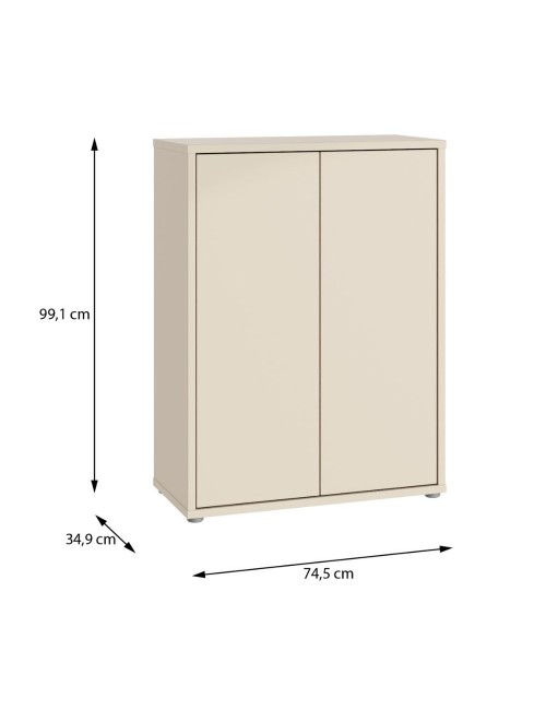 Mobile multiuso Medea 2 ante cashmere con 4 ripiani 74.5x35x99H