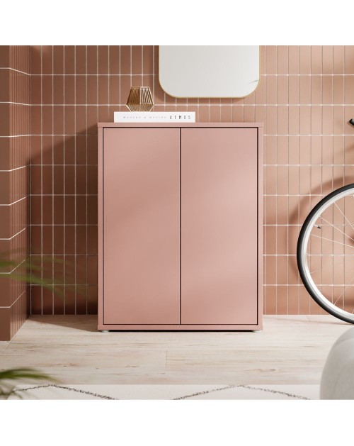 Mobile multiuso Medea 2 ante terracotta con 4 ripiani 74.5x35x99H