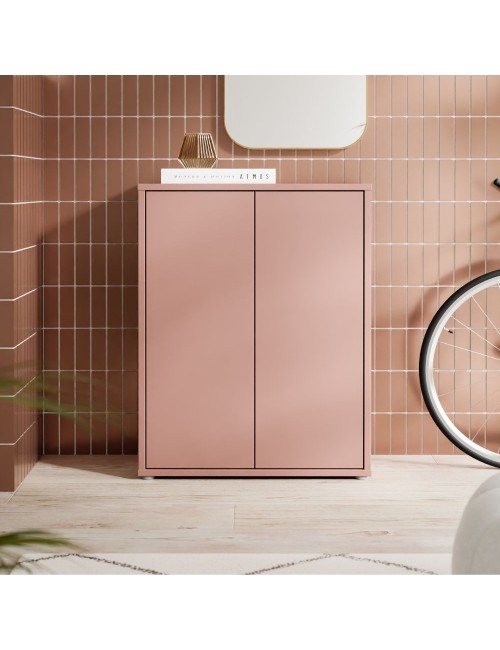Mobile multiuso Medea 2 ante terracotta con 4 ripiani 74.5x35x99H