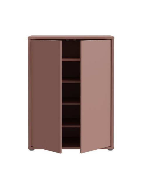 Mobile multiuso Medea 2 ante terracotta con 4 ripiani 74.5x35x99H