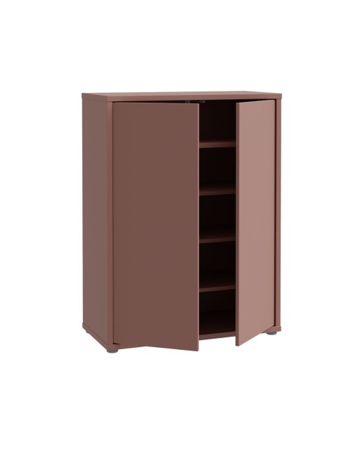 Mobile multiuso Medea 2 ante terracotta con 4 ripiani 74.5x35x99H