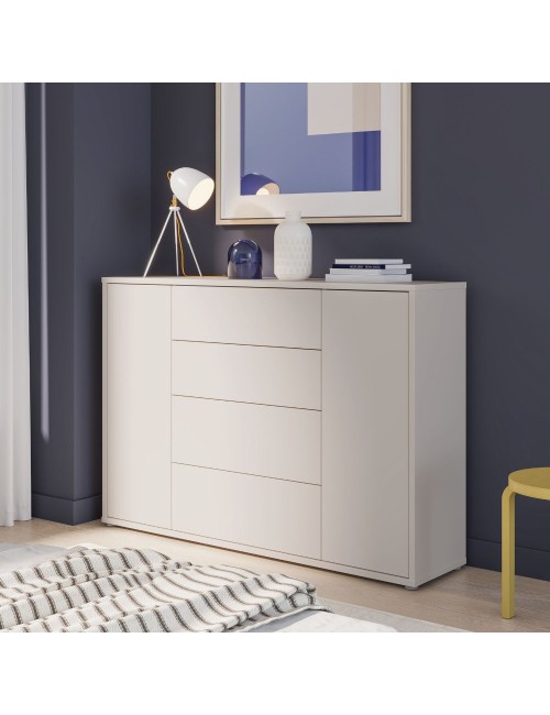 Madia Medea con 4 cassetti e 2 ante cashmere 144x35x99 – Stile e funzionalità