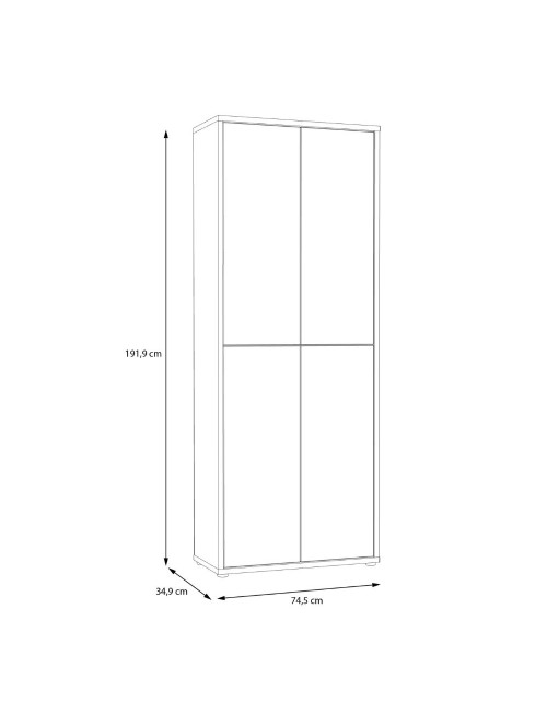 Armadio multiuso Medea 4 ante rovere 74.5x35x192 - Scarpiera e armadio salvaspazio