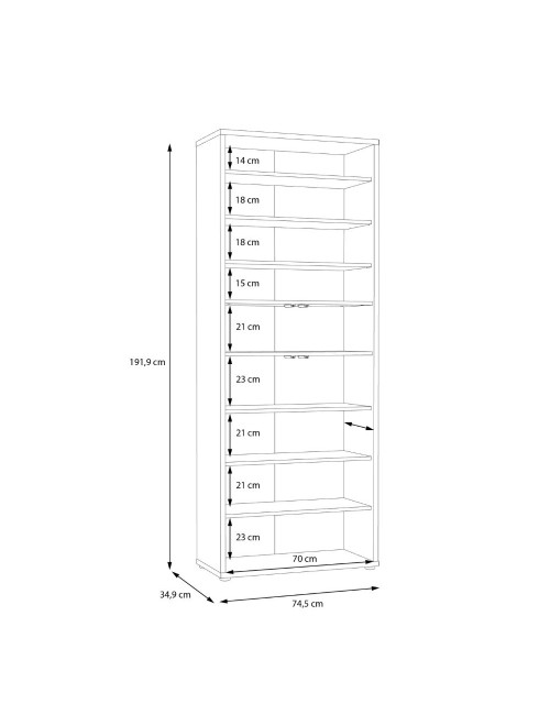 Armadio multiuso Medea 4 ante rovere 74.5x35x192 - Scarpiera e armadio salvaspazio