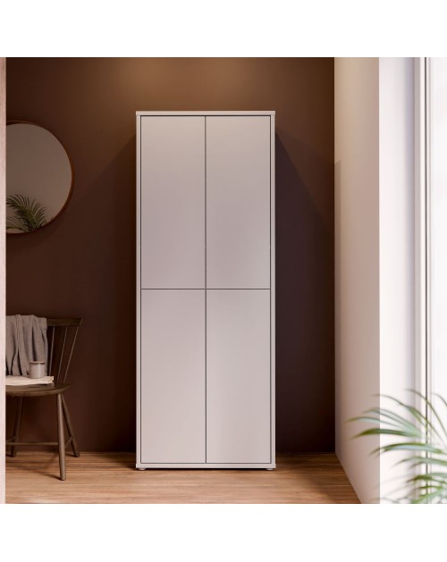 Armadio multiuso Medea 4 ante grigio chiaro 74.5x35x192 - Scarpiera e armadio salvaspazio