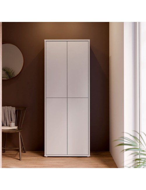 Armadio multiuso Medea 4 ante grigio chiaro 74.5x35x192 - Scarpiera e armadio salvaspazio