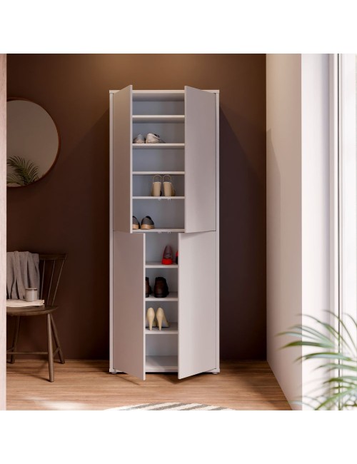Armadio multiuso Medea 4 ante grigio chiaro 74.5x35x192 - Scarpiera e armadio salvaspazio