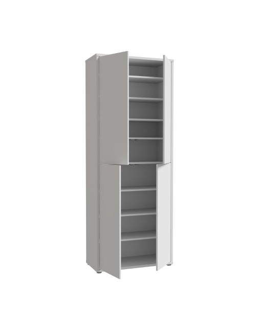 Armadio multiuso Medea 4 ante grigio chiaro 74.5x35x192 - Scarpiera e armadio salvaspazio
