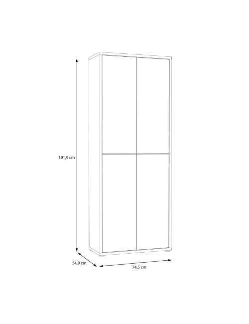 Armadio multiuso Medea 4 ante grigio chiaro 74.5x35x192 - Scarpiera e armadio salvaspazio