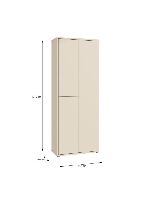 Armadio multiuso Medea 4 ante cashmere 74.5x35x192 - Scarpiera e armadio salvaspazio
