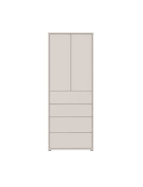 Mobile multiuso Medea con 4 cassetti e 2 ante cashmere 75x35x192 – Armadio salvaspazio