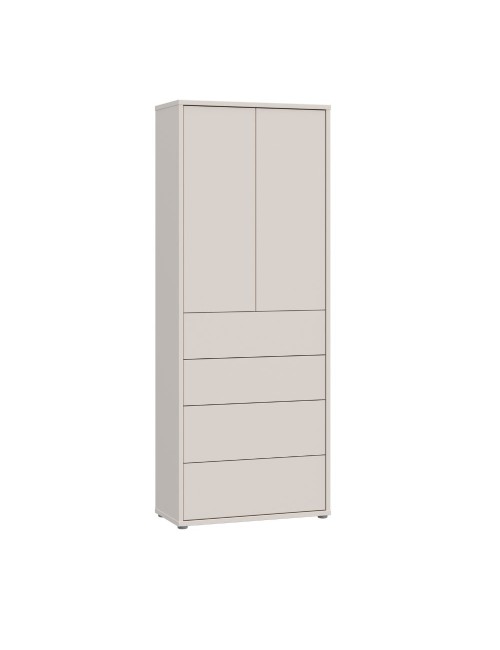 Mobile multiuso Medea con 4 cassetti e 2 ante cashmere 75x35x192 – Armadio salvaspazio