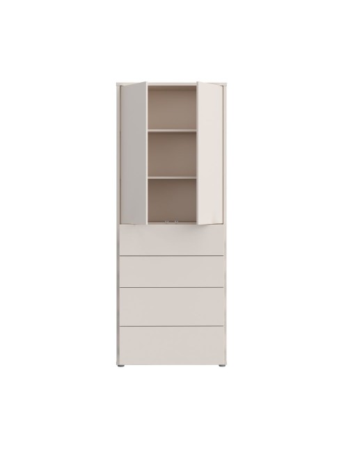 Mobile multiuso Medea con 4 cassetti e 2 ante cashmere 75x35x192 – Armadio salvaspazio