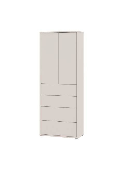 Mobile multiuso Medea con 4 cassetti e 2 ante cashmere 75x35x192 – Armadio salvaspazio