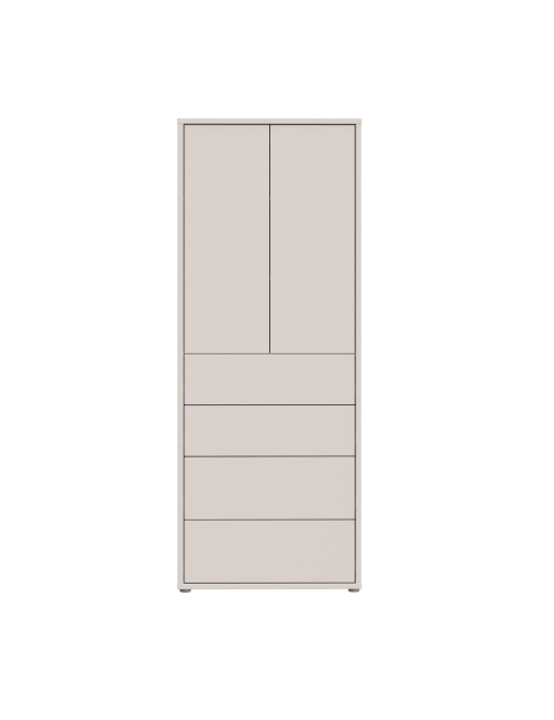 Mobile multiuso Medea con 4 cassetti e 2 ante cashmere 75x35x192 – Armadio salvaspazio