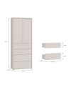 Mobile multiuso Medea con 4 cassetti e 2 ante cashmere 75x35x192 – Armadio salvaspazio