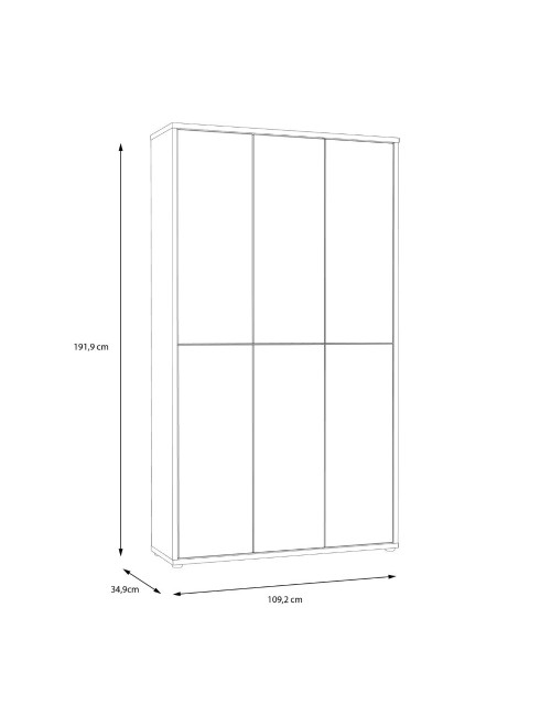 Armadio multiuso Medea 6 ante rovere 109x35x192 - Scarpiera e armadio salvaspazio