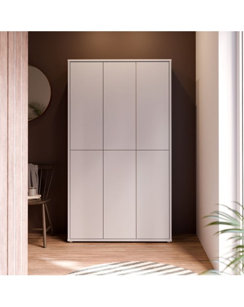 Armadio multiuso Medea 6 ante grigio chiaro 109x35x192 - Scarpiera e armadio salvaspazio