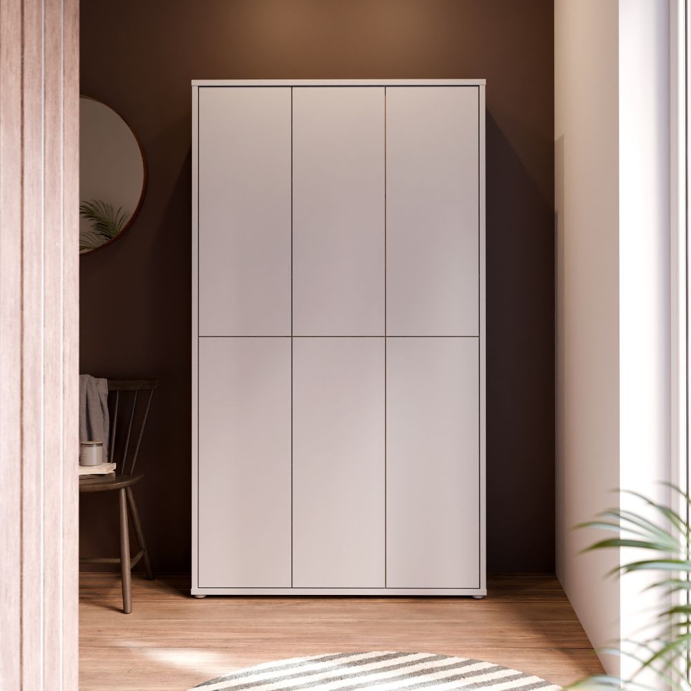 Armadio multiuso Medea 6 ante grigio chiaro 109x35x192 - Scarpiera e armadio salvaspazio