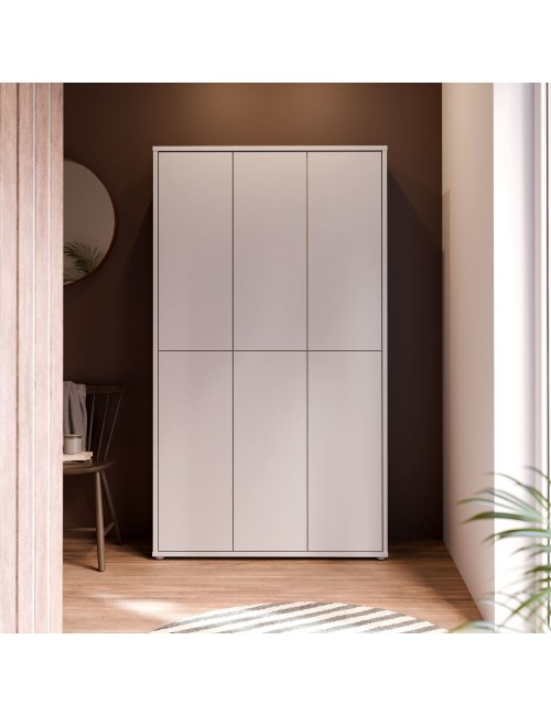 Armadio multiuso Medea 6 ante grigio chiaro 109x35x192 - Scarpiera e armadio salvaspazio