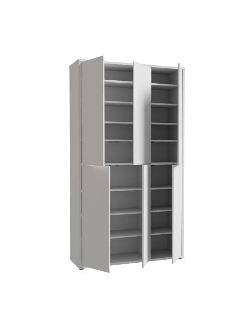 Armadio multiuso Medea 6 ante grigio chiaro 109x35x192 - Scarpiera e armadio salvaspazio