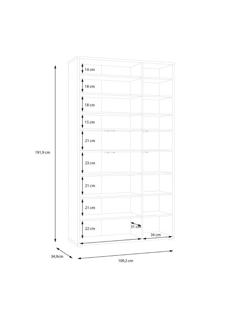 Armadio multiuso Medea 6 ante grigio chiaro 109x35x192 - Scarpiera e armadio salvaspazio