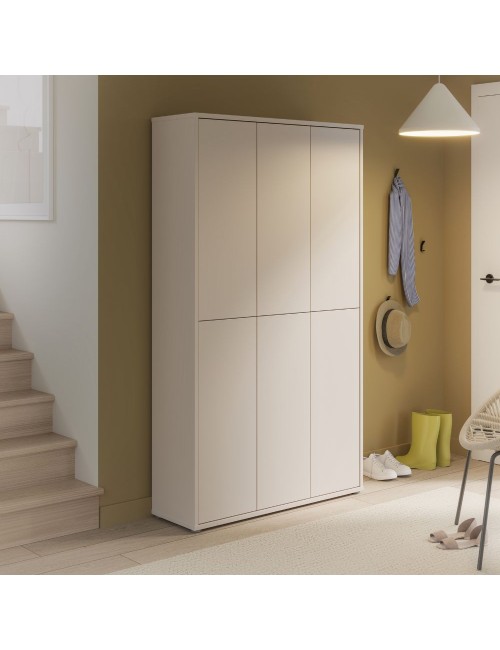 Armadio multiuso Medea 6 ante cashmere 109x35x192 - Scarpiera e armadio salvaspazio