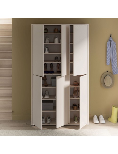 Armadio multiuso Medea 6 ante cashmere 109x35x192 - Scarpiera e armadio salvaspazio