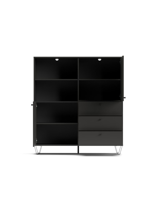 Credenza con ante cassetti e vano a giorno antracite ALDO6 123,6x40x135H