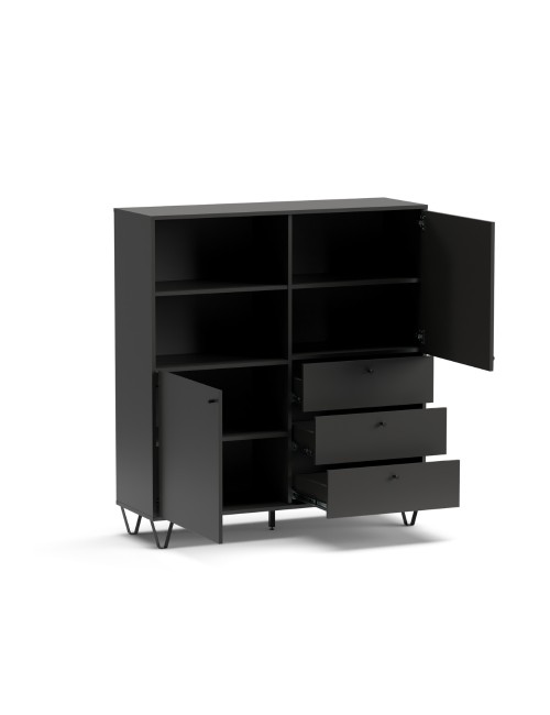 Credenza con ante cassetti e vano a giorno antracite ALDO6 123,6x40x135H