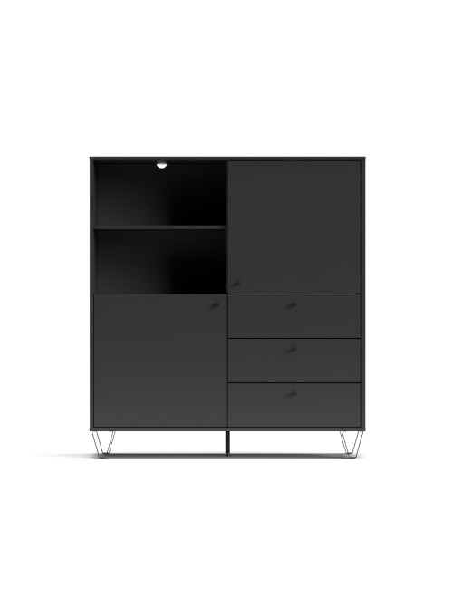 Credenza con ante cassetti e vano a giorno antracite ALDO6 123,6x40x135H