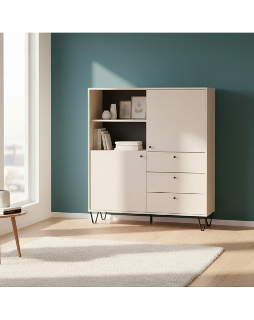 Credenza con ante cassetti e vano a giorno cachemire ALDO6 123,6x40x135H