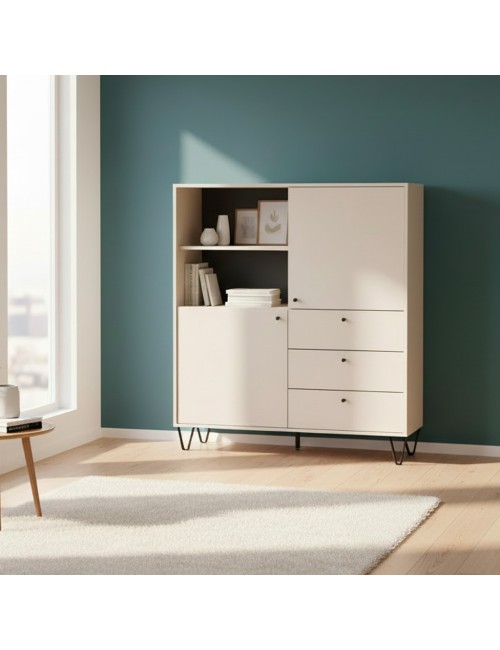 Credenza con ante cassetti e vano a giorno cachemire ALDO6 123,6x40x135H