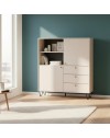 Credenza con ante cassetti e vano a giorno cachemire ALDO6 123,6x40x135H