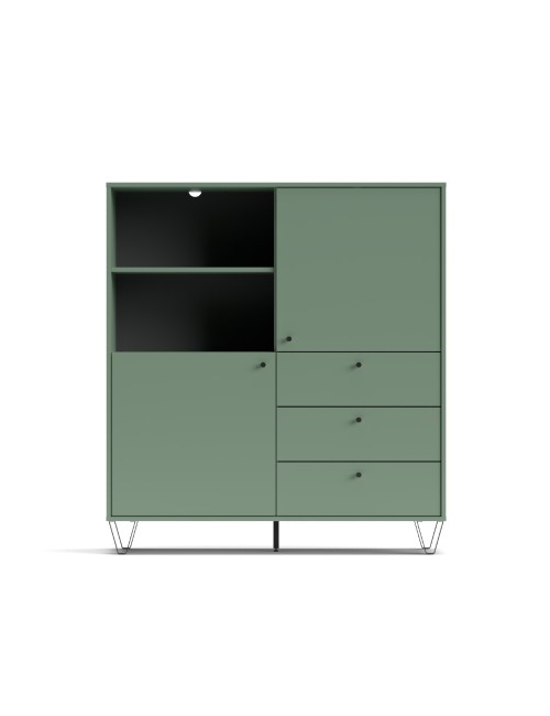Credenza con ante cassetti e vano a giorno verde ALDO6 123,6x40x135H