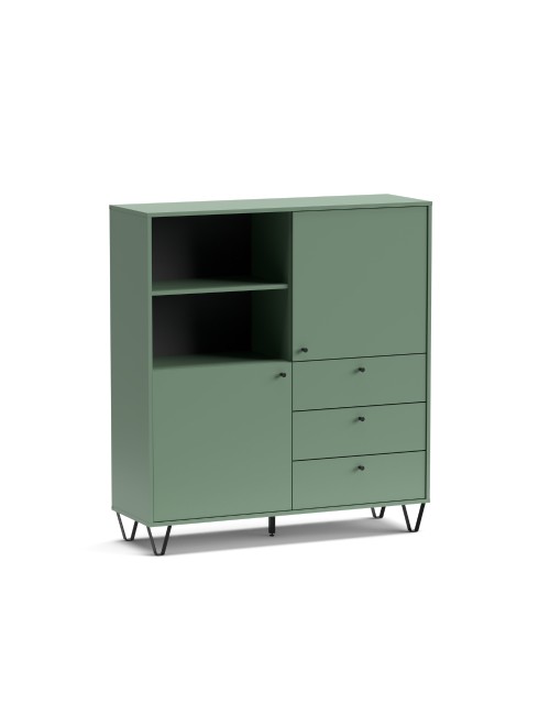Credenza con ante cassetti e vano a giorno verde ALDO6 123,6x40x135H