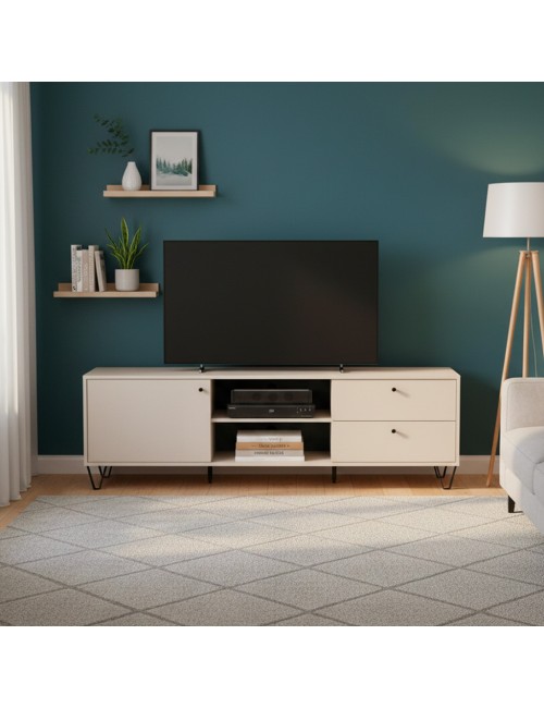 Mobile Porta Tv Aldo1 con anta cassetti e vano a giorno cashmere