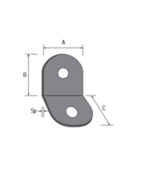 ANGOLINO 2 FORI 16X2 ZINCATA  MADE IN ITALY