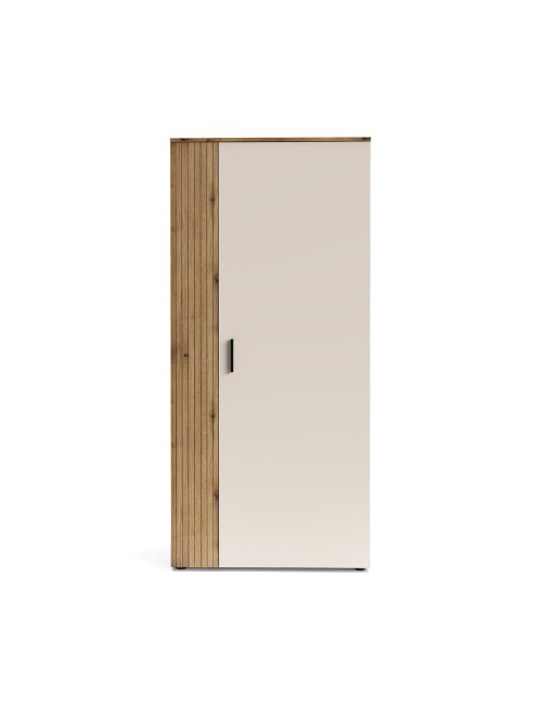Armadio guardaroba 2 ante Frezo08 in cashmere e listelli verticali rovere evoque – 90x55x195