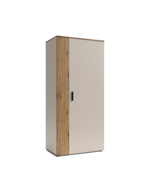 Armadio guardaroba 2 ante Frezo08 in cashmere e listelli verticali rovere evoque – 90x55x195